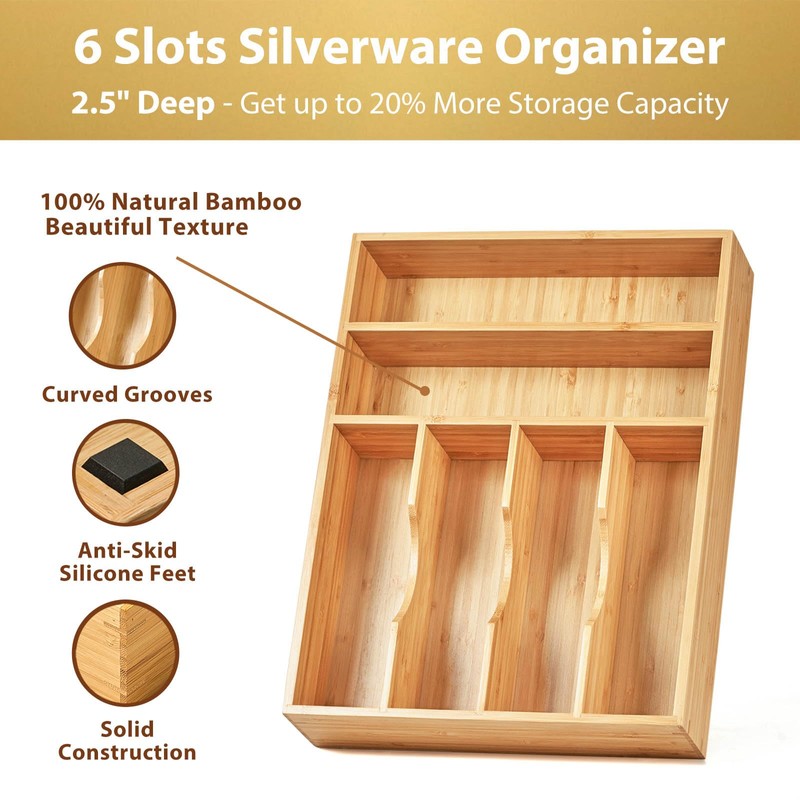 Umilife Kitchen Drawer Organizer, 12 Inch Silverware Utensil Tray Holder,