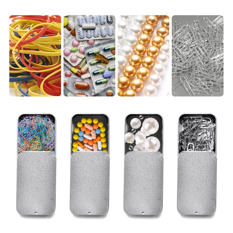 JTMKYO 4 Silver Sliding Aluminum Boxes, Durable Aluminum Containers, Metal