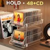 Clear CD Organizer, 2-Tier Sliding Drawer Storage Shelf - Holds