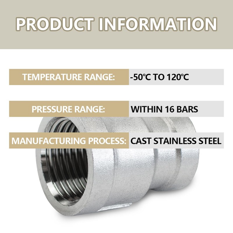 Bwintech 2 Pcs 1/2" Female to 3/4" Female BSP Thread