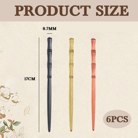 LAKJUOZ 6 pieces retro wooden hair sticks, hair sticks, bamboo shape, hair holder, hair sticks for women, wooden hair pin, hair sticks, hair sticks for buns, hair sticks for women