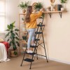SEGAWE 5 Step Ladder w/ Handrails Folding Step Stool Anti-Slip
