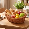 Small Poly Wicker Woven Bread Basket, Plastic Wicker Serving Basket
