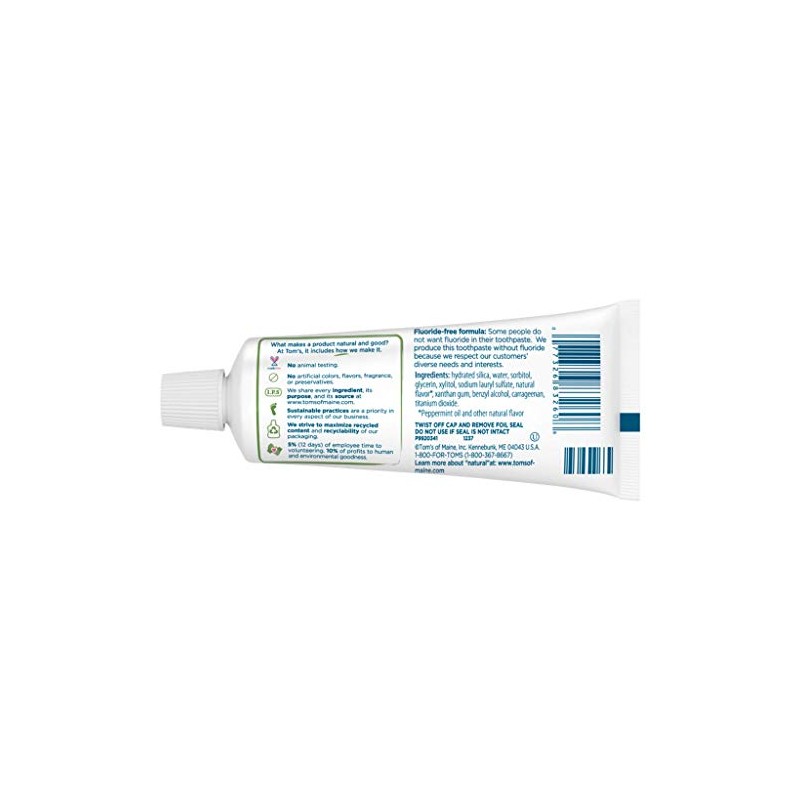 Tom's of Maine Travel Size Fluoride-Free Fresh Mint Toothpaste, 3