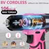 JENABOM 127-Piece Home Tool Set with 8V Pink Cordless Drill