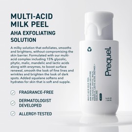 Prequel- POTENTE COMPLEJO EXFOLIANTE: La mezcla avanzada de 15% de ácidos glicólico, fítico, málico, mandélico y láctico junto con enzimas trabajan sinérgicamente para renovar ópticamente la textura