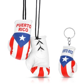 PRIZE FORM Mini Boxing Gloves and Boxing Glove Keychain - Puerto Rican Flag Theme for Car Rearview Mirror Accessories, Keychain for Backpack and Gym bags (Puerto Rico)