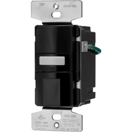 Eaton VS310U-BK-K Motion-Activated Vacancy Sensor Wall Switch, Black