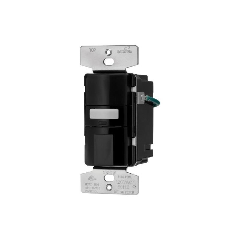 Eaton VS310U-BK-K Motion-Activated Vacancy Sensor Wall Switch, Black