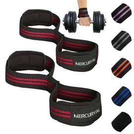 MERCURYAL Figure 8 Padded Lifting Straps Strength Training - Weight Lifting Straps - Bodybuilding Weights Training - Deadlift, Deadlift - Lifting Straps Bodybuilding for Men and Women (Black & Red)