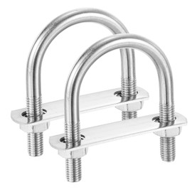 PATIKIL Round U-Bolts, 2 Pcs 2.01"(51mm) Inner Width 85mm Length M10 with Nut Plate Washer 304 Stainless Steel Round Bend U-Bolts for Boat Trailer Axle Sailboat