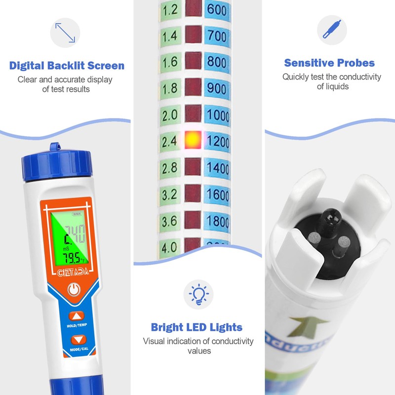 CIZTADA Truncheon Nutrient Meter for Hydroponic Digital Conductivity Tester for