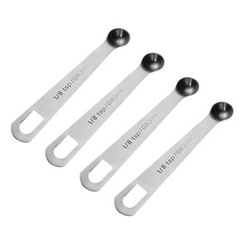 FSSTUD 4 Pcs Mini Stainless Steel Measuring Spoon Small Measure Teaspoon Tiny Kitchen Measure Spoon Cooking Measuring Scoop Long Handle Measure Scoop for Spice Powder 0.63ml