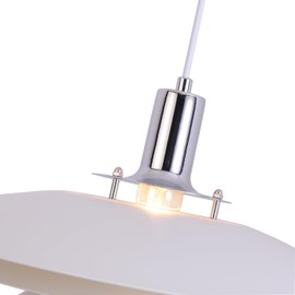 FCTWAKS Mid Century Modern Pendant Light, 15" Nordic Hanging Ceiling Light Fixture with 4-Tier Metal Shade, E26 Base, Vintage Pendant Lamp for Kitchen Island, Dining Room White