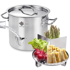 ARC 20QT Stainless Steel Tamale Steamer Pot w/Easy-fill Water Spout, Seafood Crab Steam with Divider and Steamer Rack, 5 Gallon