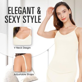 MANCYFIT Womens Full Slips Long Cami Dresses Adjustable Spaghetti Strap Nightgowns Beige X-Large