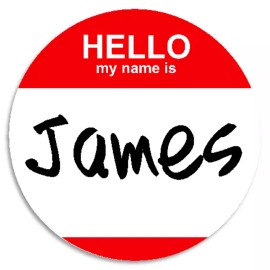 Kiwi Gifts Hello My Name Is James - 10 Pack Circle Stickers 3 Inch - Custom Nametag