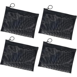 Nylon Makeup Zipper Mesh Bag,4Pcs Mesh Makeup Bags Black Mesh Zipper Pouch,Black Mesh Bag Mesh Zipper Pouch Toiletry Bag,Black Mesh Coin Pouch,Mesh Cosmetic Bag Nylon Mesh Cosmetic Zipper Bag,Large