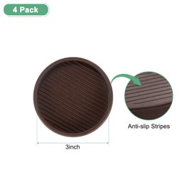 M METERXITY 4-Pack Furniture Coasters Cups, 3" Round Rubber Anti Slide Floor Protector Pads for Sofa Chair/Piano Stopper, Furniture Caster Leg Non Slip Feet Cups [Brown]