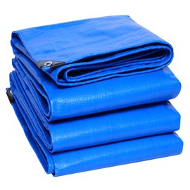 10MIL Heavy Duty Waterproof Tarps - 6x8 FT (Blue) | Tear-Resistant, UV Protection | Multi-Purpose Outdoor Cover for Camping, Construction, Vehicle (6'X8')