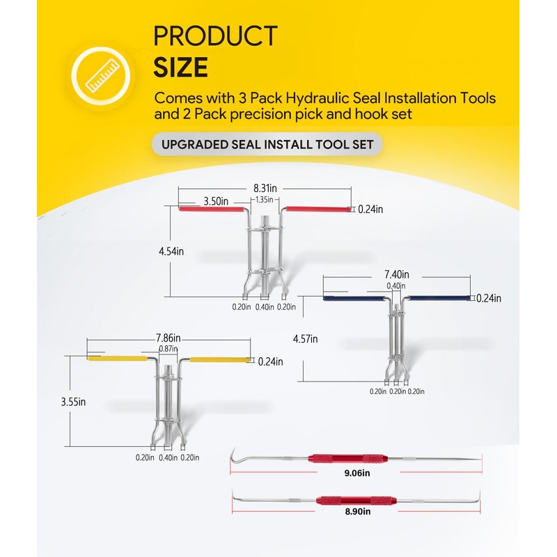 5 Pack Hydraulic Seal Installation Tool Kit, Hydraulic Cylinder Piston