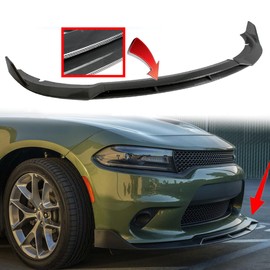 MUTUSAISI Front Bumper Lip SRT-Style Carbon Fiber Look Spoiler Splitter Compatible with Dodge Charger 2015-2023 SRT/Hellcats/Scat Pack/Daytona/RT 392 Accessories (Gloss Black)