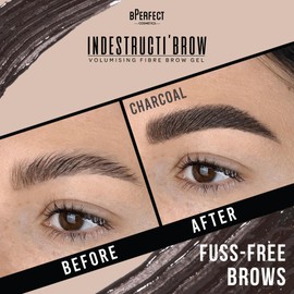 BPerfect Indestructi’Brow – Brow Fiber Gel Mascara with Sweat-Proof Microfibres for Volume, Hold & Colour – Charcoal (For Silver, Ash Brown, Dark Brown & Black Hair), 8ml