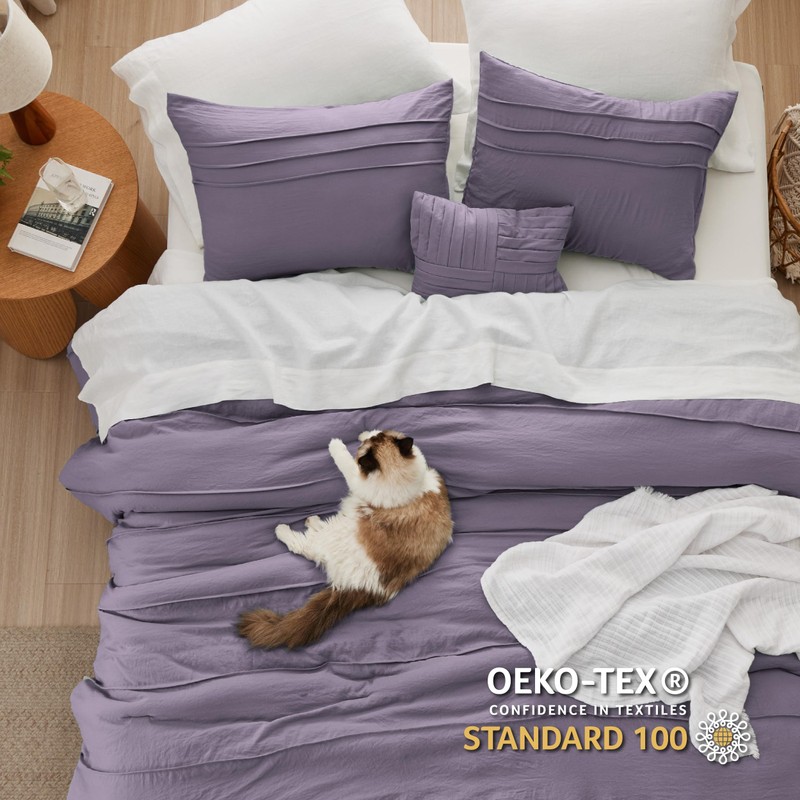 Bedsure Purple King Size Comforter Set - 4 Pieces Pinch
