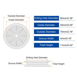 sourcing map 4Pcs Rubber Grommets 2-1/16"(52mm) ID 2-3/8"(60mm) Drill Hole Double Sided Firewall Hole Plugs Round Electrical Wiring Gasket, Black