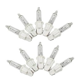 Generic Clear 12 Volt Mini Christmas Replacement Bulbs for Incandescent String Lights, Mini Base, 0.96 Watt, 80 mA (10), White