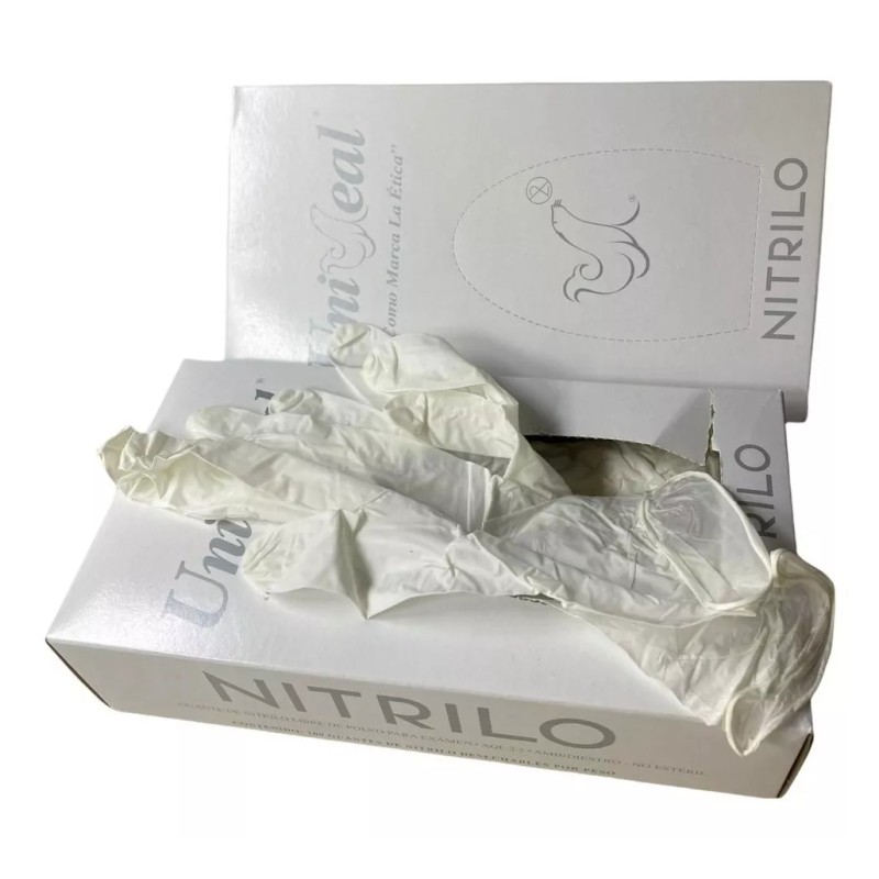 UniSeal 2 Cajas De Guantes Nitrilo Uniseal Chico Color Blanco