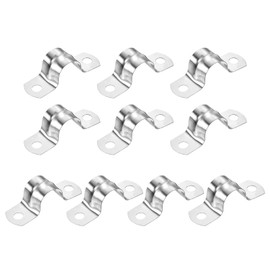 sourcing map 18Pcs Rigid Pipe Straps, 16mm(0.63") 304 Stainless Steel 2 Hole U-Shaped Bracket Tube Hanger Pipe Clamps for Fixing Pipe Cable