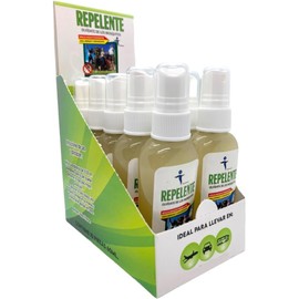 Repelente Liquido Natural 60ml con atomizador Incluye Practica Caja Exhibidora y 10 Piezas de producto