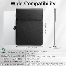 JETech Funda Slim Portatil para MacBook Air 13 Pulgadas M3 A3113 M2 A2681 M1 A2337 A2179 A1932, MacBook Pro 13 Pulgadas M2 M1 A2338 A2251 A2289 A2159 A1989 A1706 A1708, Funda de Cuero PU (Negro)