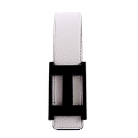Dinamit Jeans Unisex Genuine Leather Casual Dress Belt with Buckle and Reversible Strap - White Strap, Black Buckle
