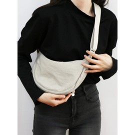 YIKOEE Crescent Bag for Women Men Small Sling Crossbody Bag with Half Moon Shape (Beige)