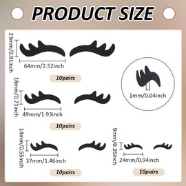 FINGERINSPIRE 40 Pairs Felt Eyelashes for Crochet Stuffies and Plushies 4 Sizes Black Color Eyelash Applique Patches Felt Craft Doll Eyes DIY Doll Puppet and Plush Animal Making Supplies