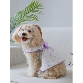 QWINEE Heart Print Dog Cat Dress Bow Decor Cute Dog Dresses Puppy Tutu Skirt Chihuahua Teddy Pomeranian Dress Birthday Holiday Clothes for Cat Kittens Small Medium Large Dogs Purple XS