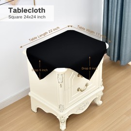 Nacuci Small Square Tablecloth 24x24 Inch Washable Polyester Side Table Cloth Solid Black Heavy Duty End Table Cover for Dining Home Party