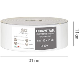 bianco Shabby® Glass Paper Professional Corundum with Finger Protection Sponge - 10 Metre Roll Cut (Grit 400 g)
