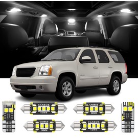 AENVTOL 15 Pieces LED Interior Lights Kit Replacement for GMC Yukon Chevy Tahoe Suburban GMT900 2007-2014 White Interior Bulb Package + License Plate Light, Install Tool
