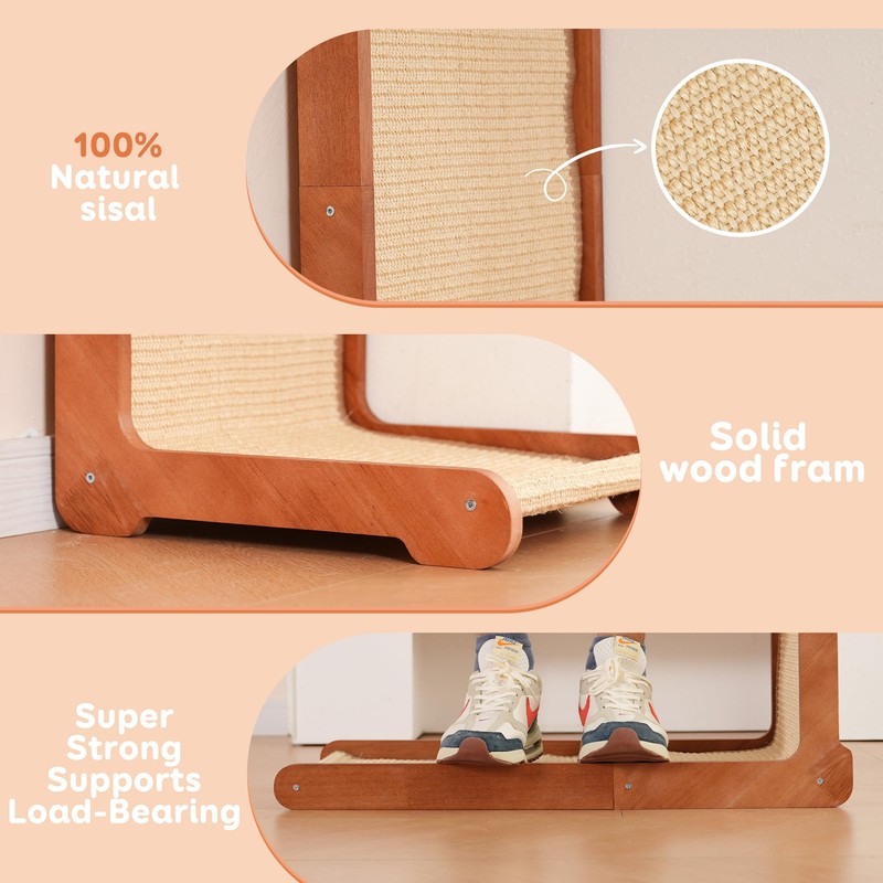 Large Cat Scratching Post for Indoor Cats,26.8'' Solid Wood Frame