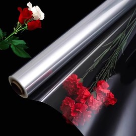 Clear Cellophane Wrap Roll Gift Wrapping Roll Christmas Cellophane Wrap Roll Paper Perfect for Birthday,Wedding,Mother's Day,Christmas, Baby Shower,Festive Decorations 13.77in*590.5in