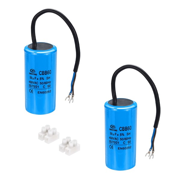 PATIKIL CBB60 50uF Running Capacitors, AC 450V 2 Wires 50/60Hz