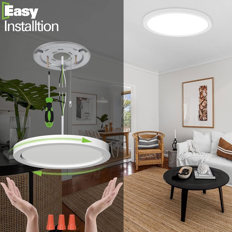 hykolity 18 Inch LED Round Flat Panel Light, White, 32W,