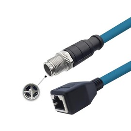 Cable Ethernet industrial M12 de 8 pines a RJ45, M12 de 8 pines macho a RJ45 hembra, cable conector de alta flexión Cat6 blindado para aplicaciones de automatización, 2 metros