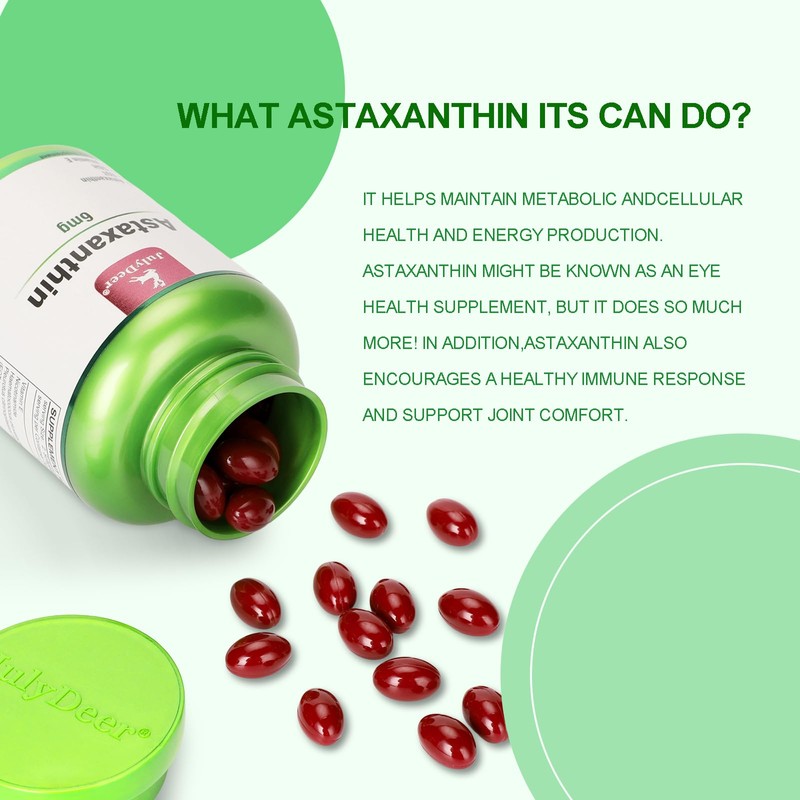 JulyDeer Astaxanthin 6 mg Per Serving, 60 Softgels – Double