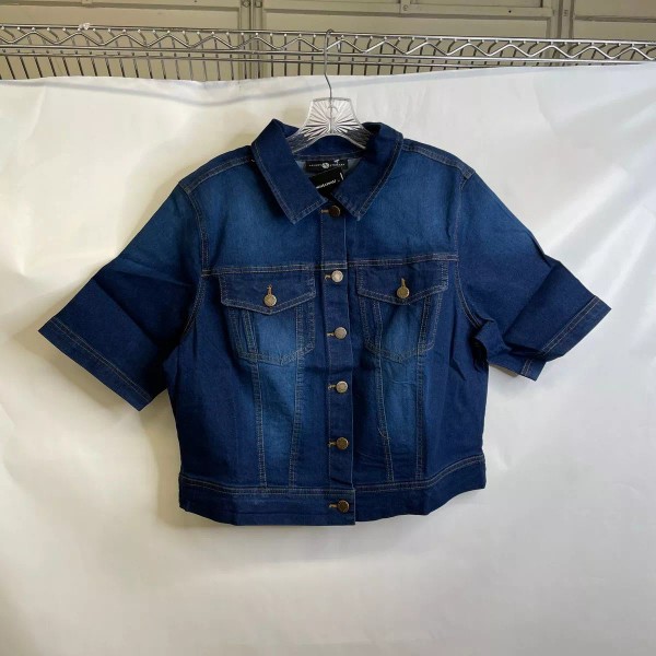 ASHLEY STEWART Cropped Stretch Denim Jacket Women's Size 14/16 Dark