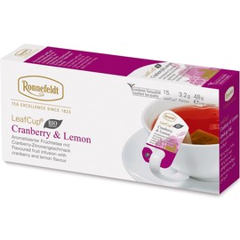 Ronnefeldt LeafCup Cranberry & Lemon Chai – Organic Loose Leaf Fruit Infusion Tea with Hibiscus, Apple, Rose Hip & Citrus – Naturally Caffeine-Free – 15 Individually Wrapped Tea Bags