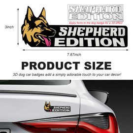 SHMZK Dog Edition Car Badges Laser Cutting Cars Vehicle Emblem, 3D Funny Dog Edition Car Badges Decals Bumper Stickers, Cute Animal Decor Vehicle Exterior Emblems Badge (Shepherd)